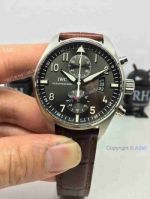Swiss Replica IWC Schaffhausen Chronograph Watch SS Brown Leather